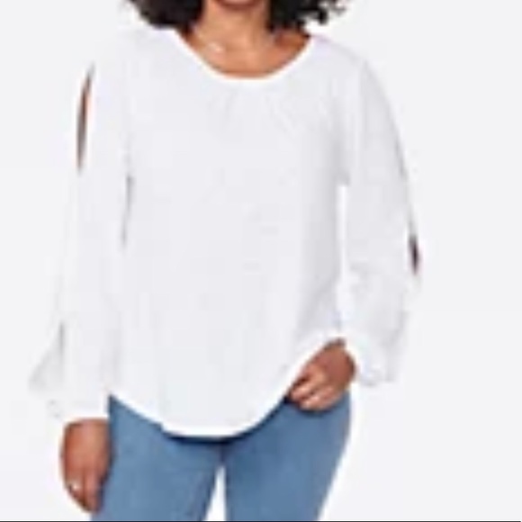 NYDJ Large White Split-Sleeve Tee - Picture 9 of 9